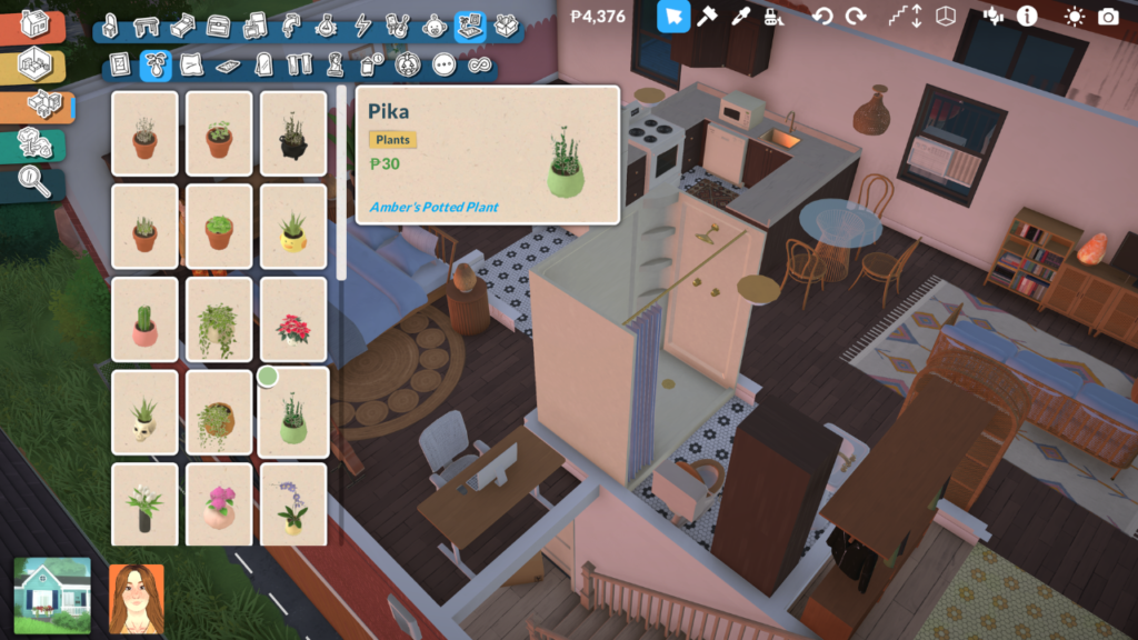 This is a screenshot from Paralives showing the plant section of the build catalog