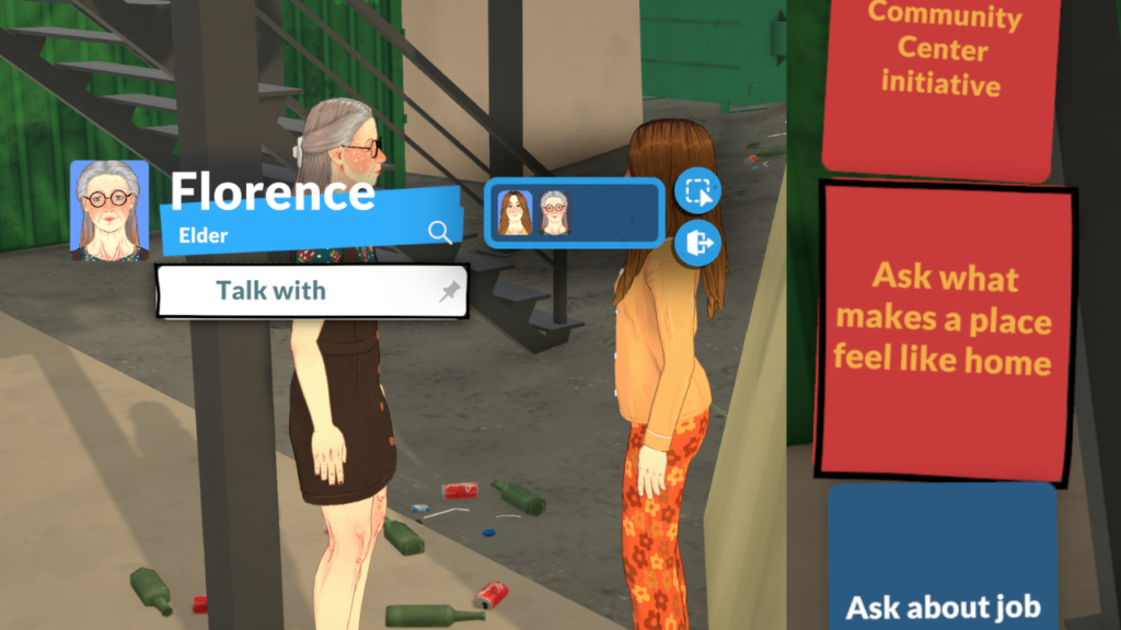 This is a screenshot from Paralives that shows how to talk with a para about what makes a place feel like home 