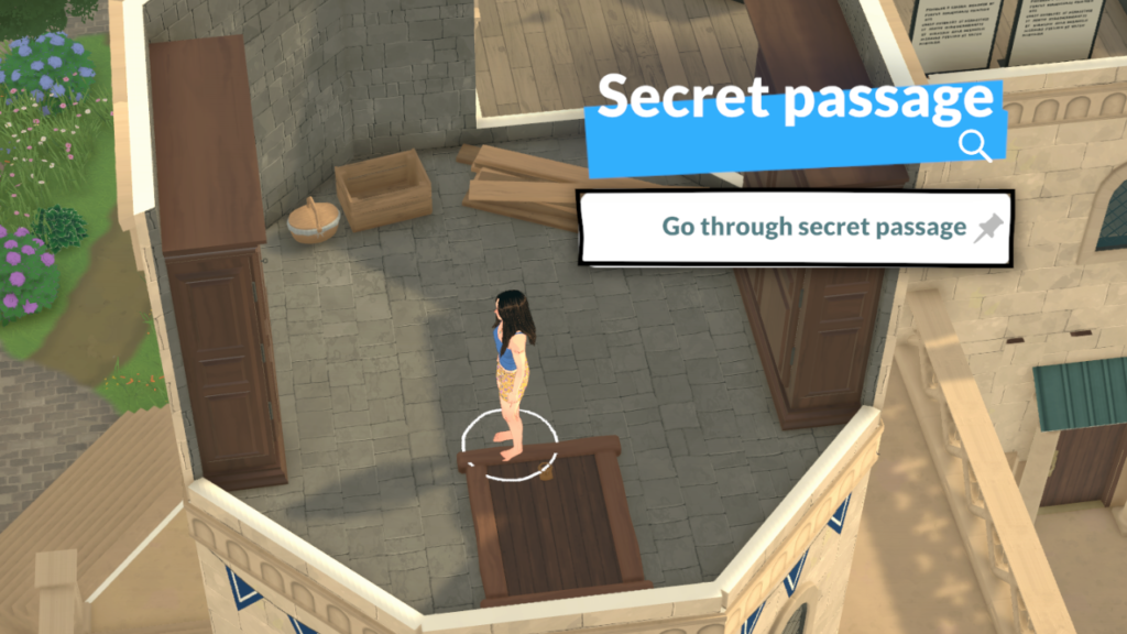 This is a screenshot from Paralives showing the third secret passage. 