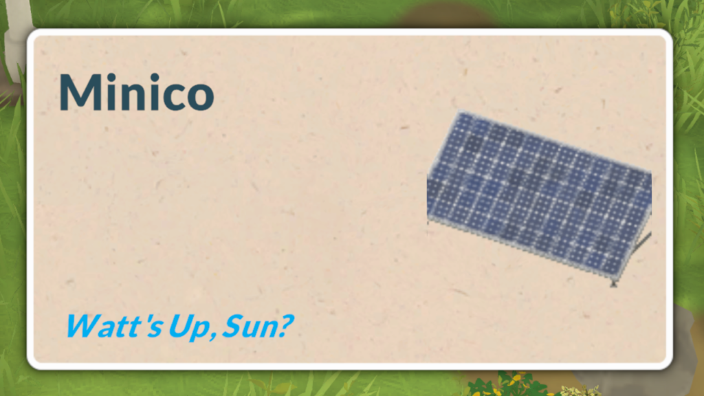 This is a screenshot from Paralives showing the Watt's Up, Sun? Minico Solar Panel. 