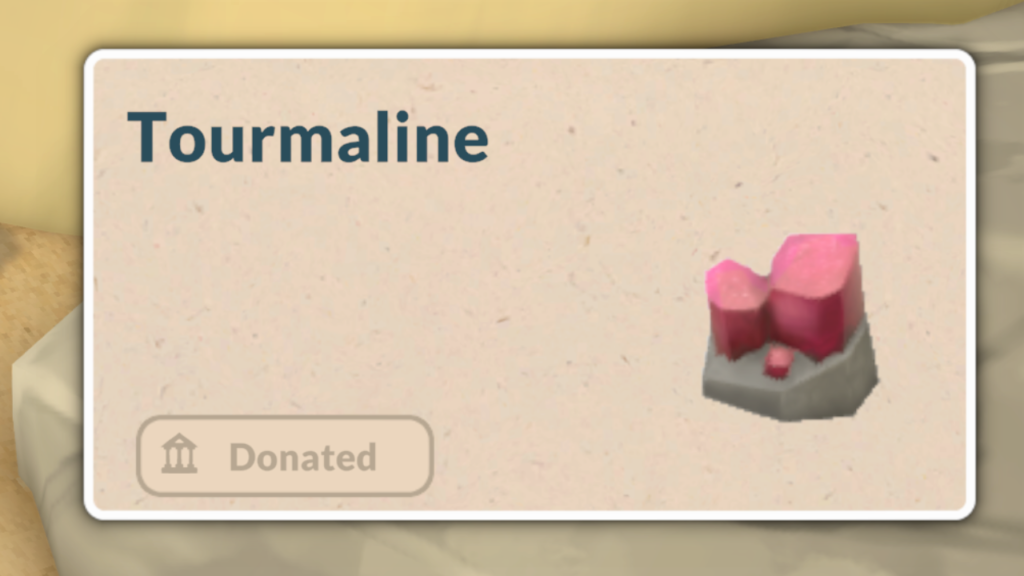 This is a screenshot from Paralives showing the Tourmaline gem 